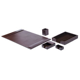 Dark Brown Bonded Leather Desk Set, 5pc